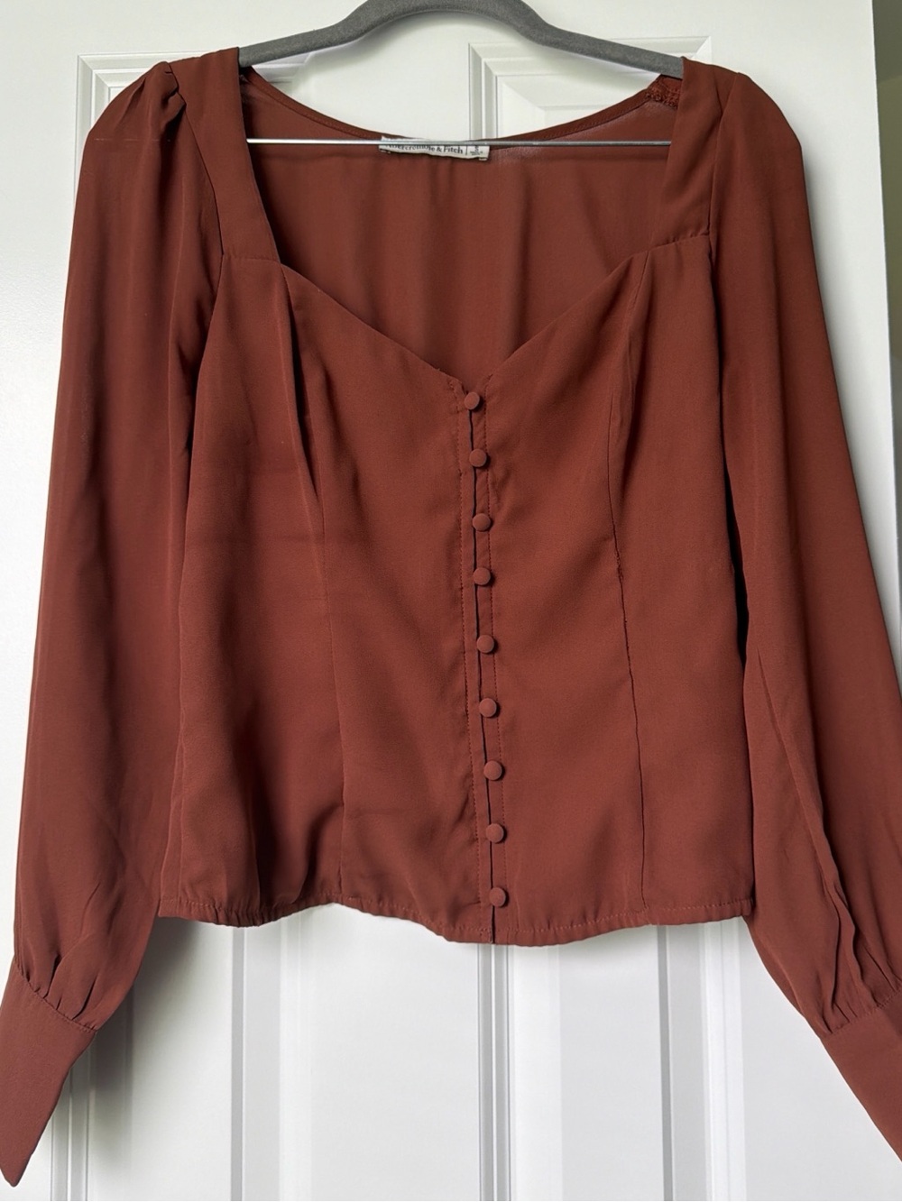 Abercrombie & Fitch Rust Brown Button-Front Long-Sleeve Blouse